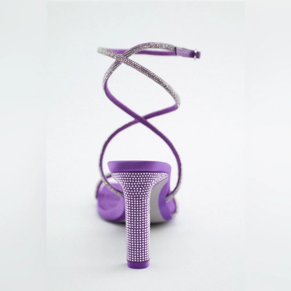 Purple Zara Rhinestone Sandal Size 9 NWOT - Picture 3 of 8